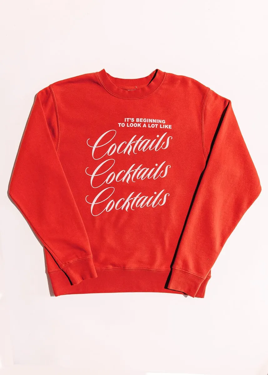 A Lot Like Cocktails Crewneck Sweatshirt - Red