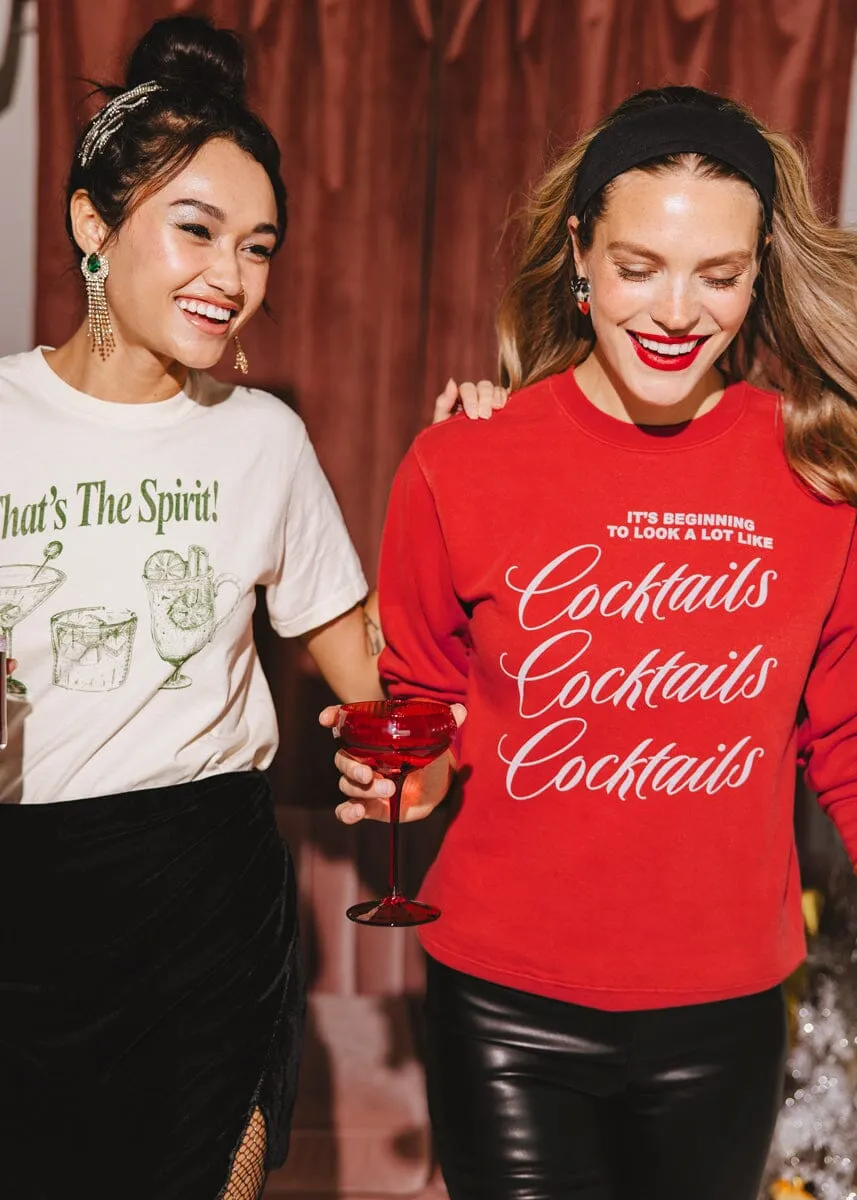 A Lot Like Cocktails Crewneck Sweatshirt - Red