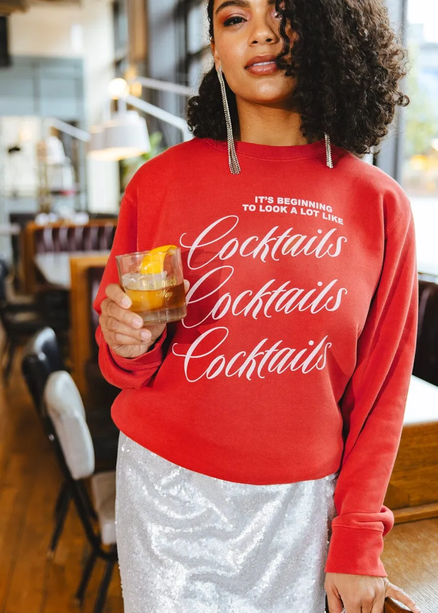 A Lot Like Cocktails Crewneck Sweatshirt - Red