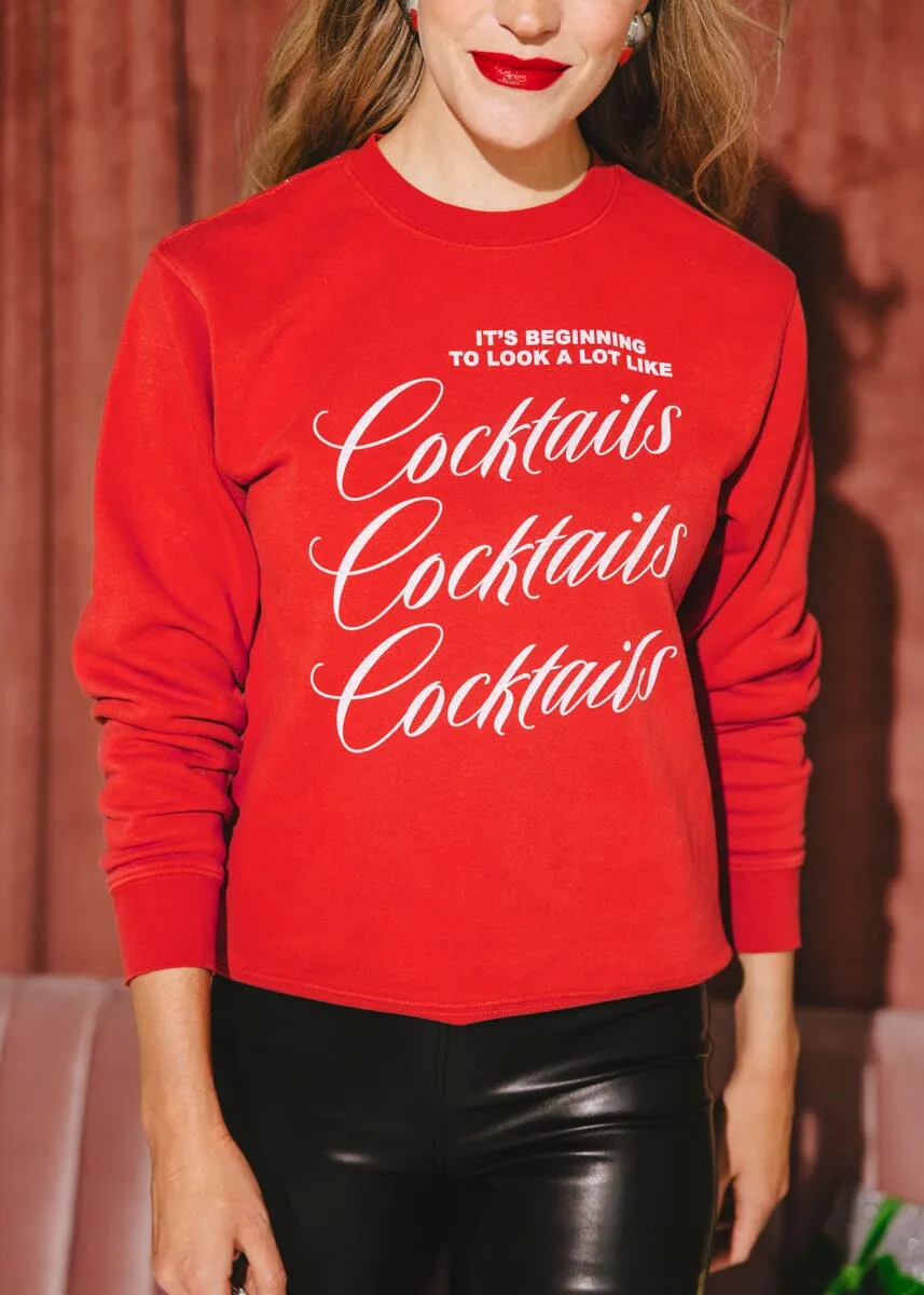 A Lot Like Cocktails Crewneck Sweatshirt - Red