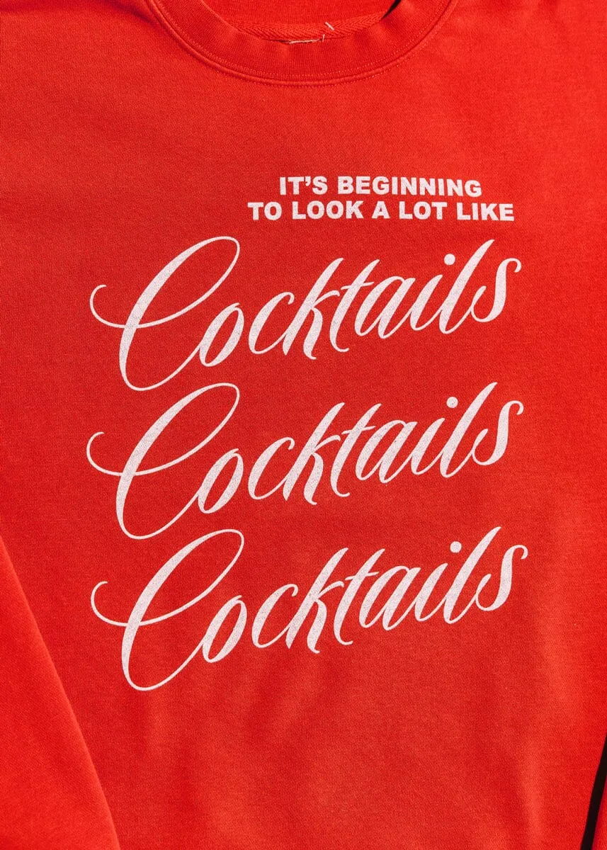 A Lot Like Cocktails Crewneck Sweatshirt - Red