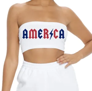 American Lightning White Bandeau Top