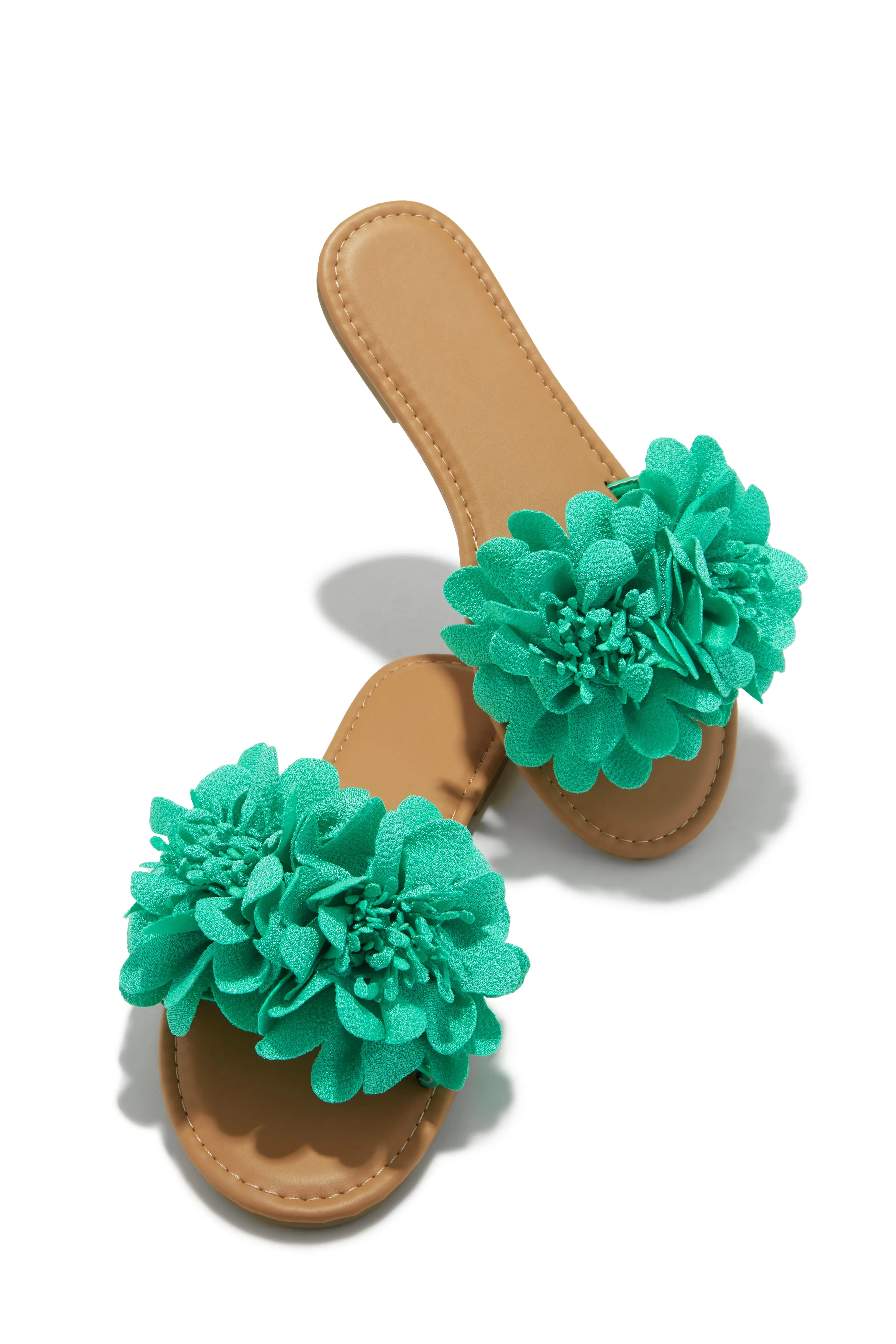 Analia Slip On Flower Sandals - Turquoise