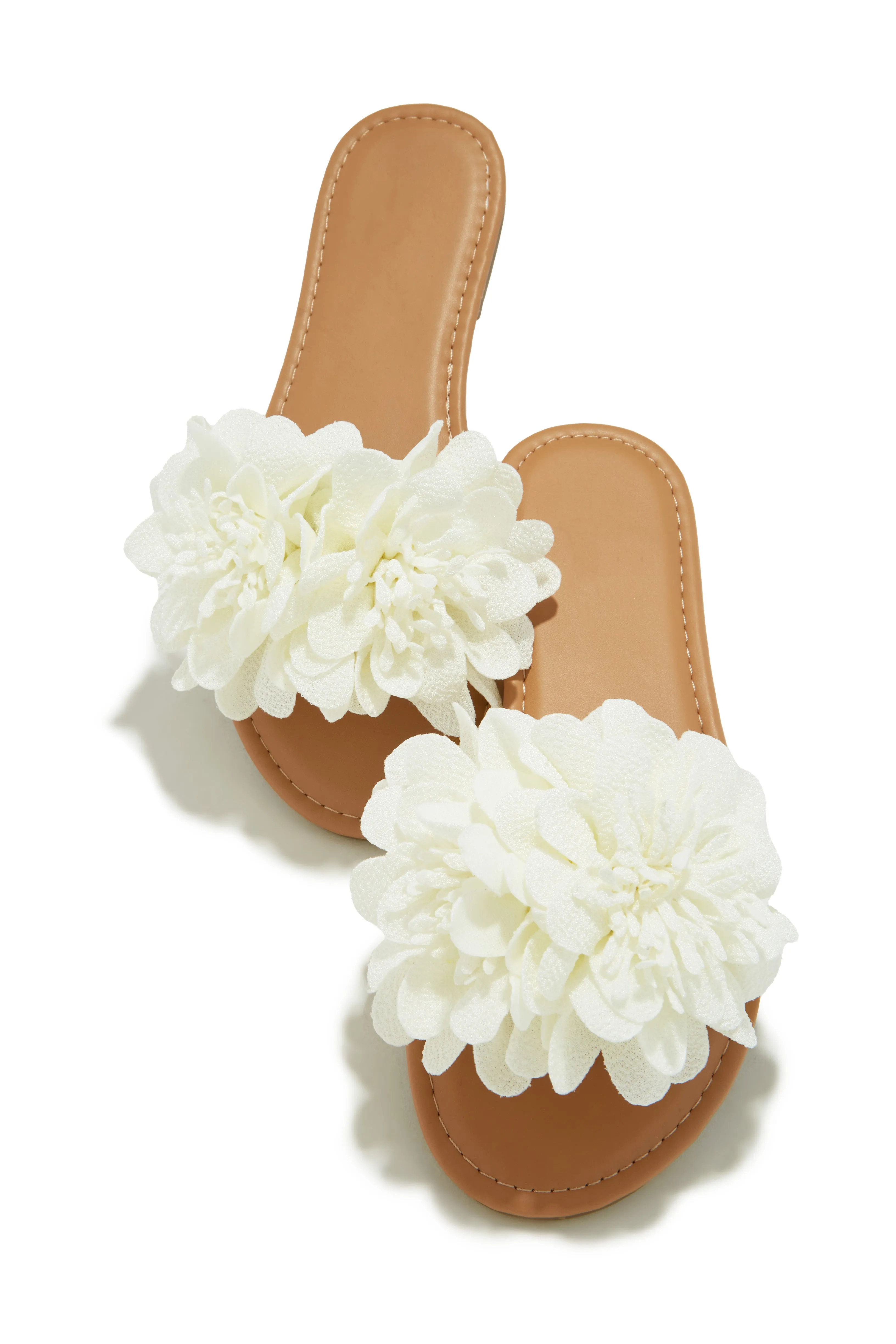 Analia Slip On Flower Sandals - White