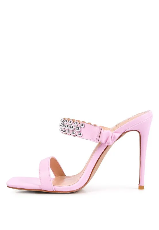 BANDY HIGH HEEL METAL BALL SANDALS