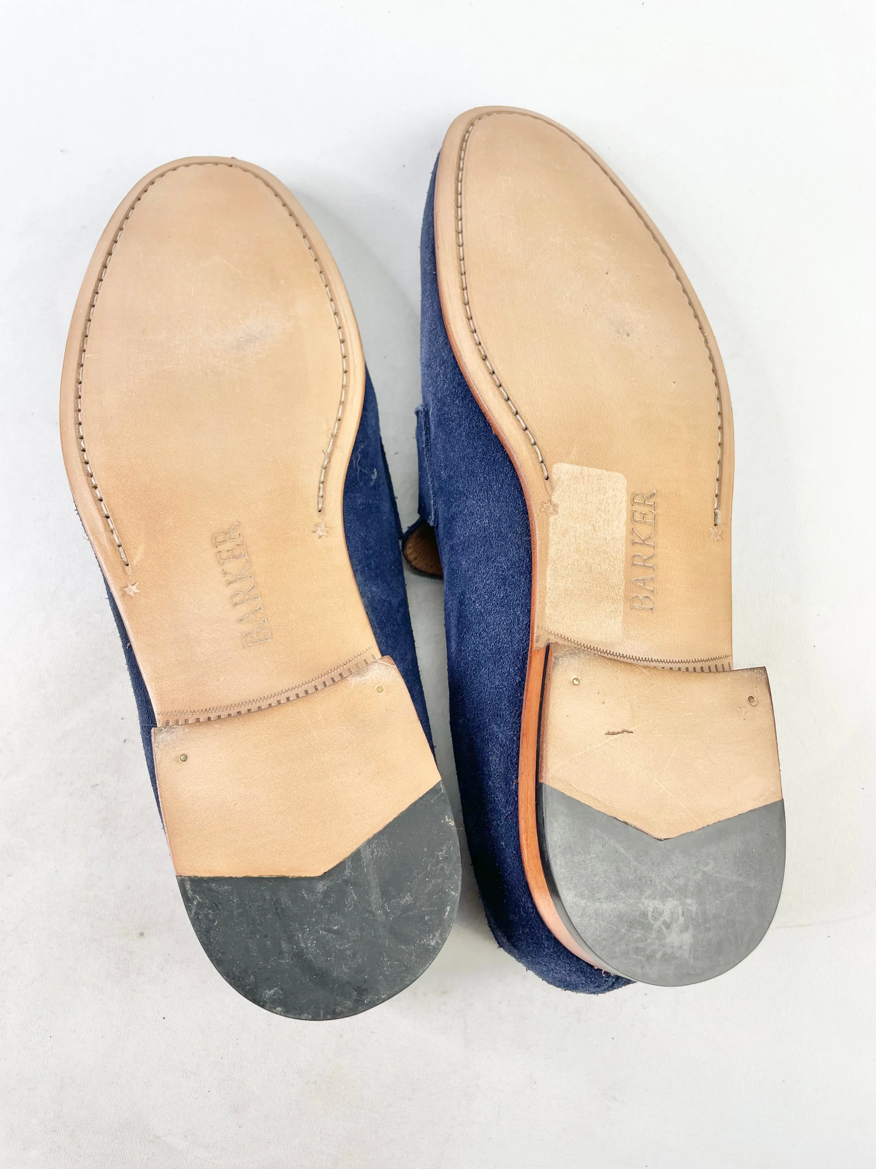 Barker Navy Blue Suede Loafers - EU44