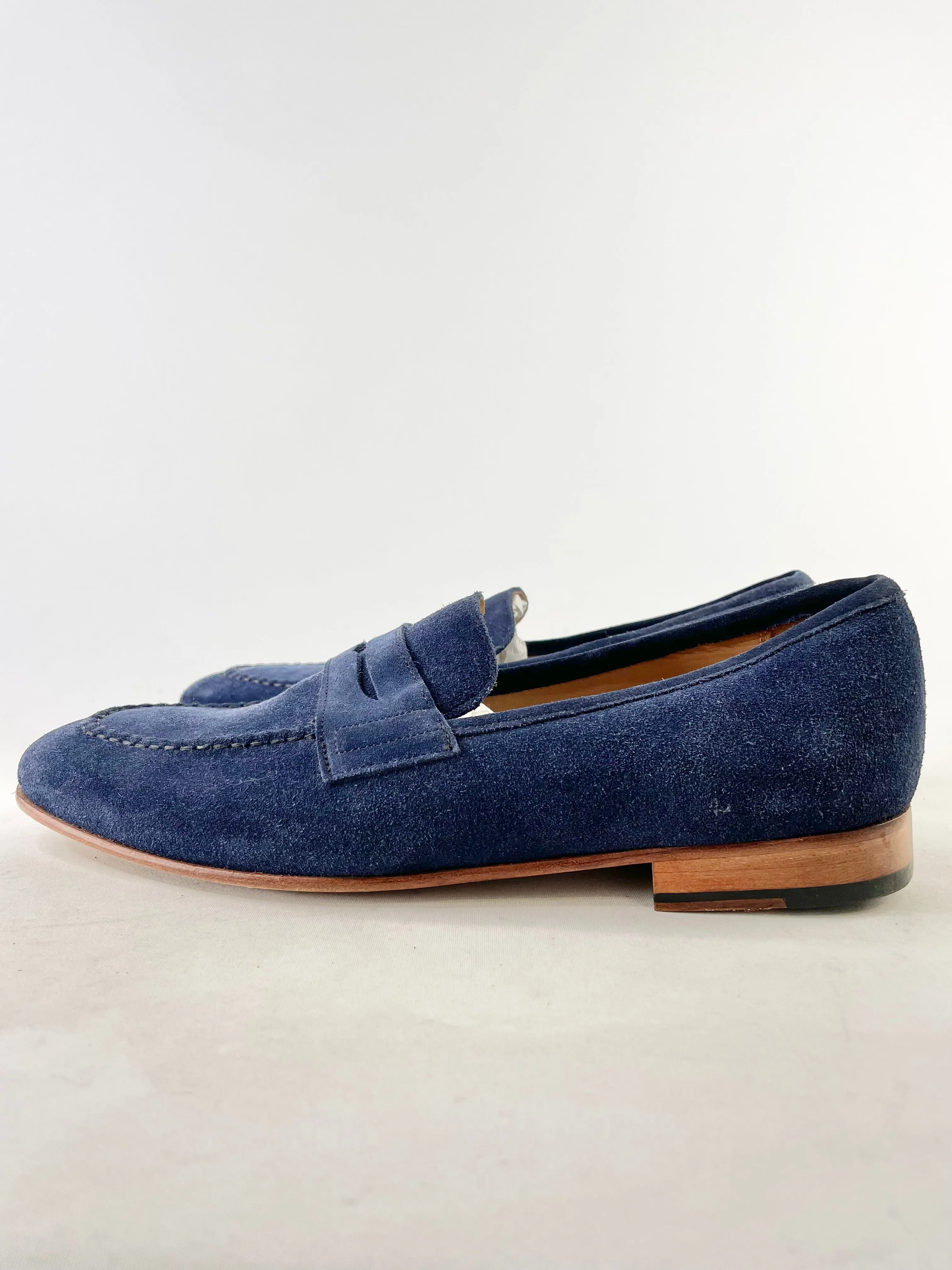 Barker Navy Blue Suede Loafers - EU44