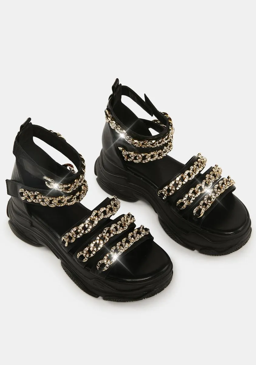 Black Chana Chain Sandals