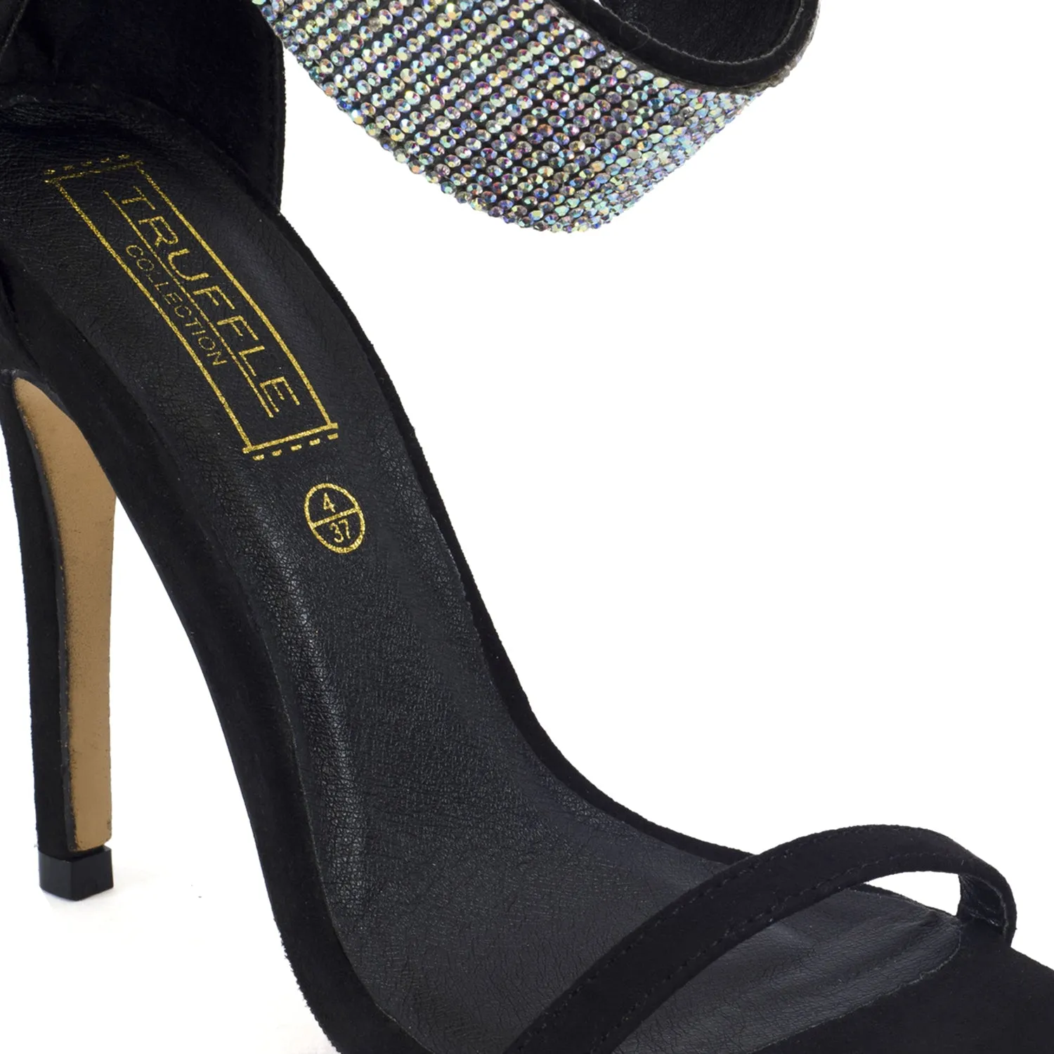 Black Diamonte Strap Stiletto Heels