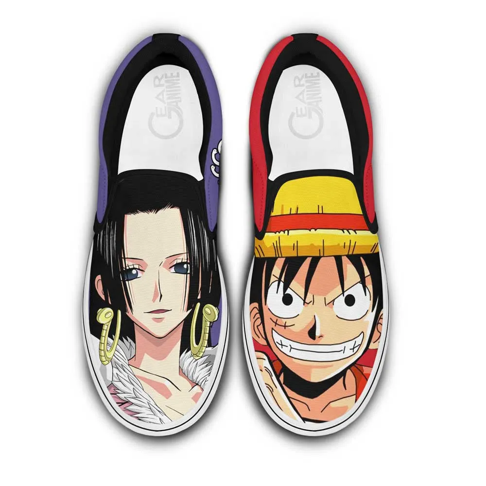 Boa Hancock and Luffy Slip On Sneakers Custom Anime OP Shoes