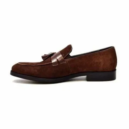 British Walkers Space Men's Brown Suede and Leather Sophisticated Crepe Sole Loafers