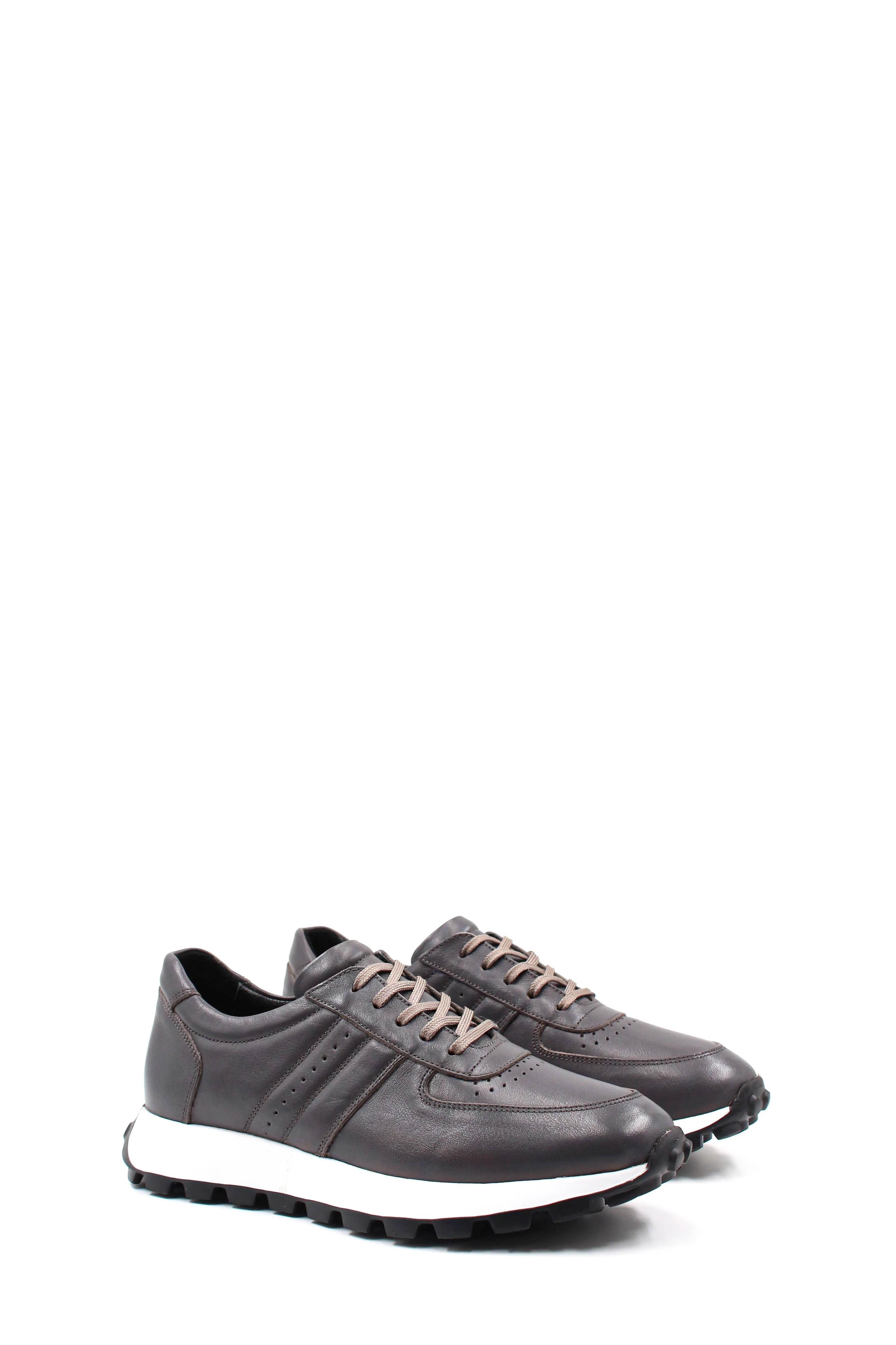 Brown Leather Running Sneakers Wessi