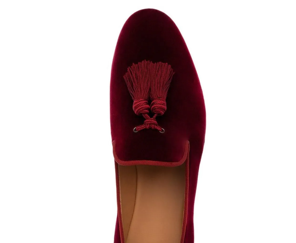 Burgundy Wine Red Tassel Velvet Loafers