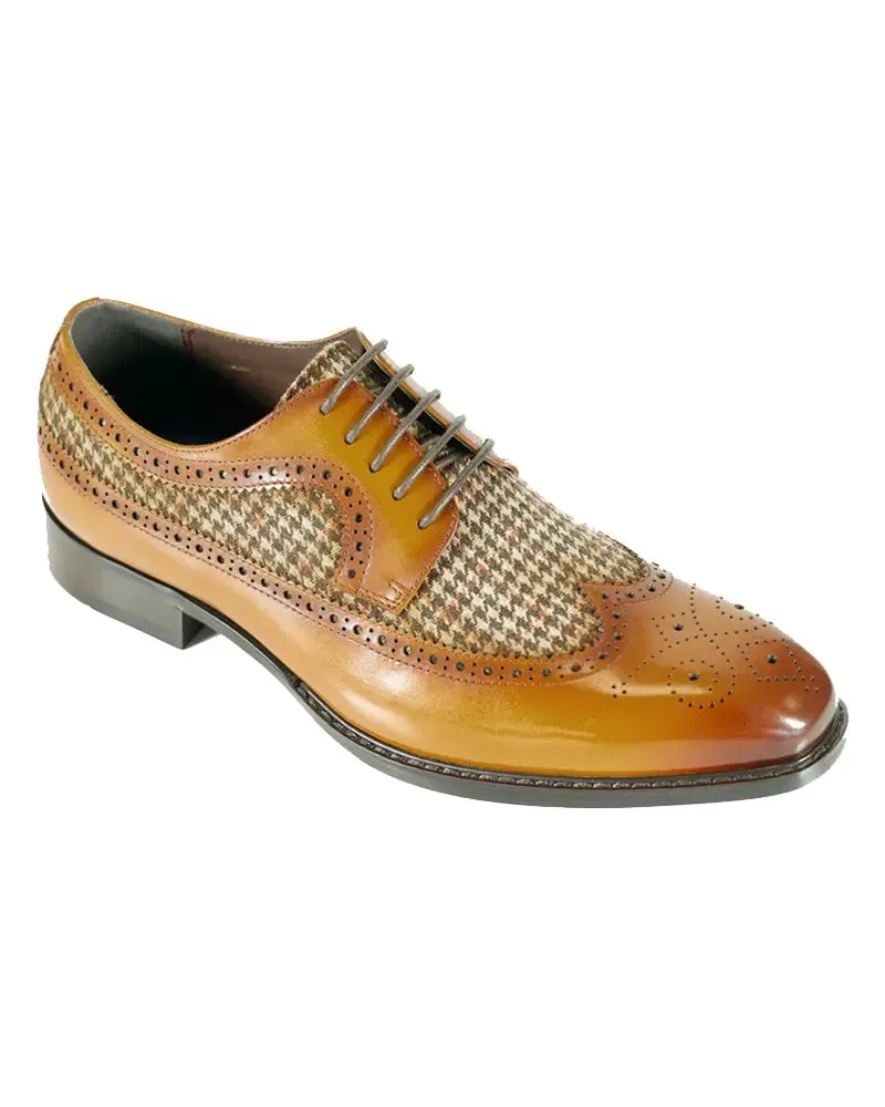 Clint Houndstooth Derby Brogue - Tan