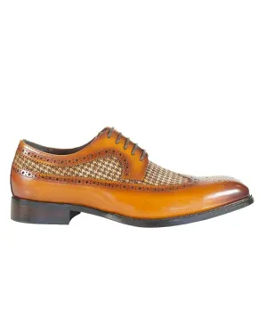 Clint Houndstooth Derby Brogue - Tan