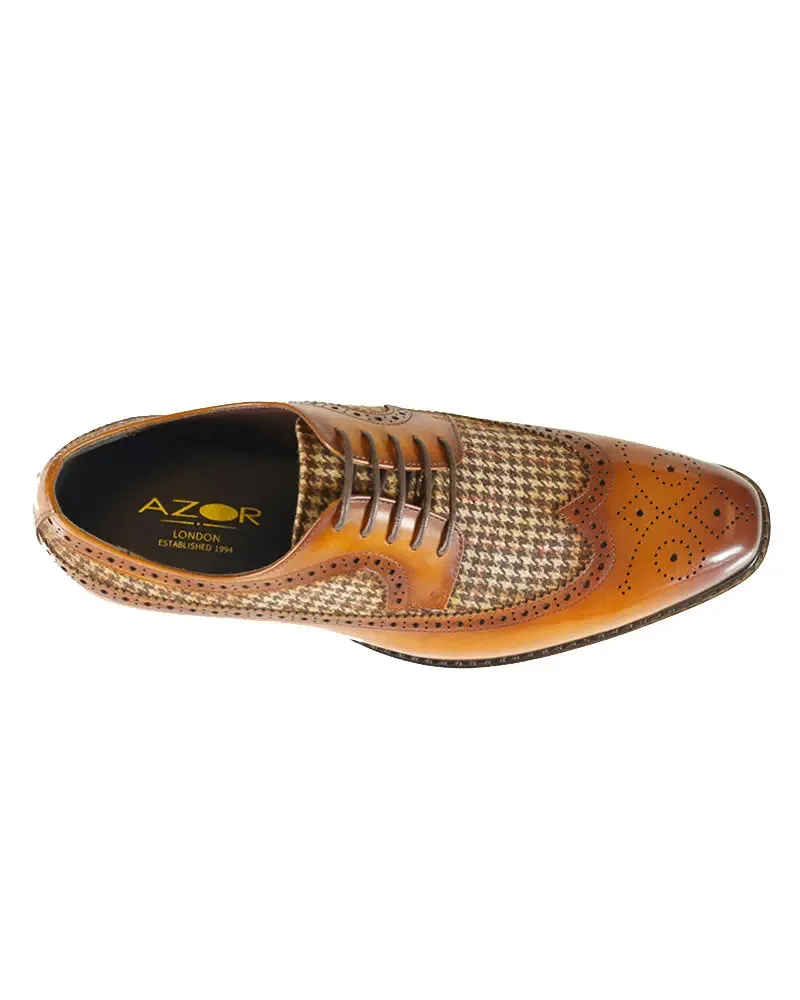 Clint Houndstooth Derby Brogue - Tan