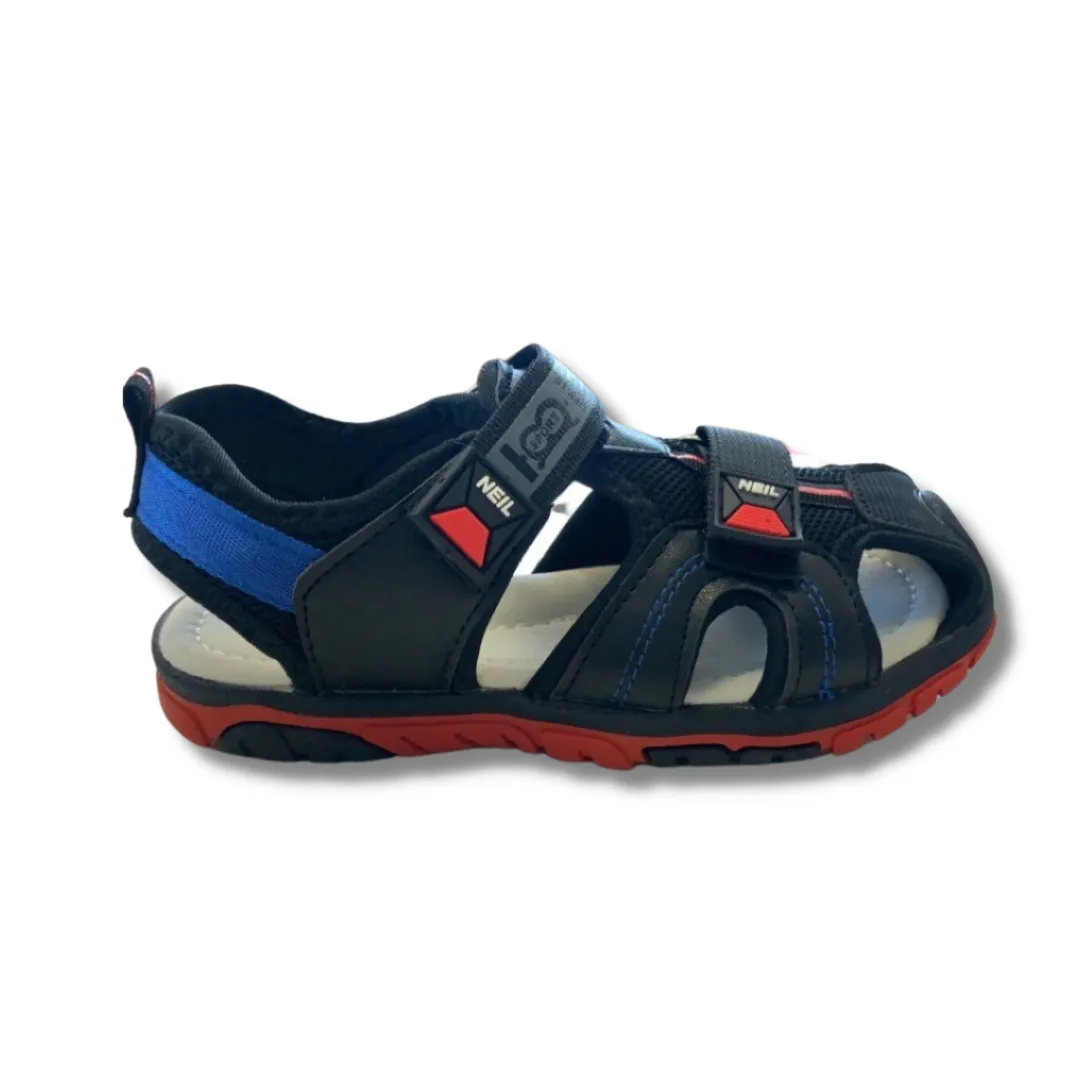 Closed Toe Sporty Boys Black Sandal