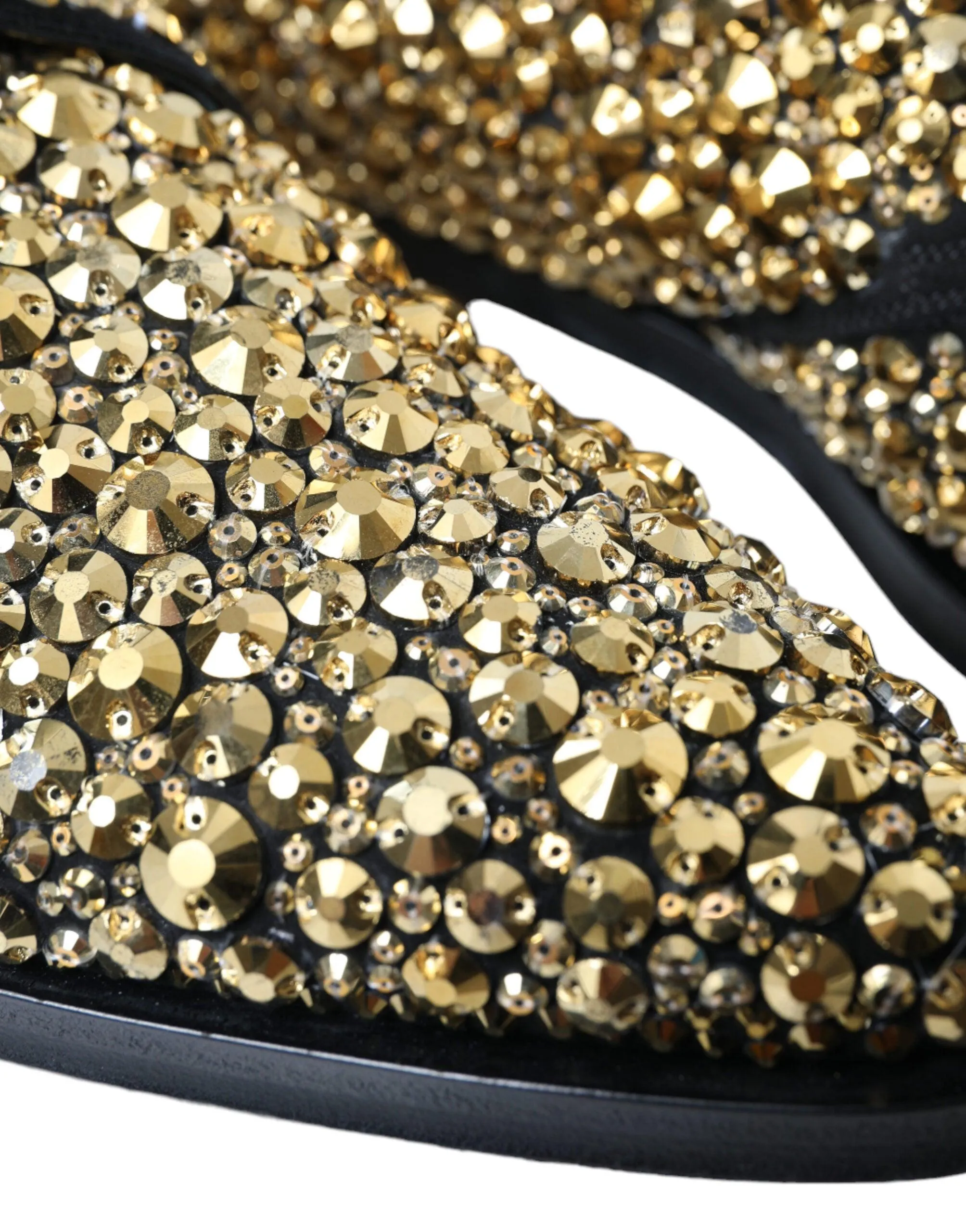 Dolce & Gabbana Black Gold Embellished Derby Dress Shoes