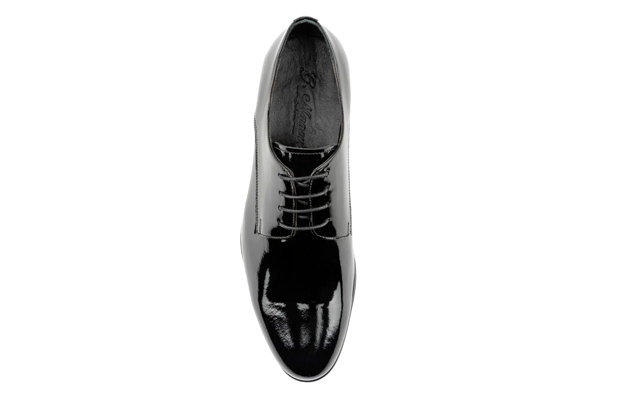 Enu Patent Leather Plain Toe Derby Shoes for Wedding, Tuxedo & Black-Tie Events, Best Formal Leather Derby Shoes