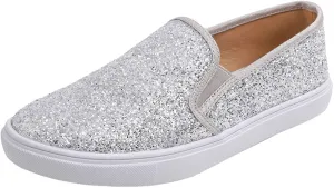 Fashion Slip-On Silver Glitter Casual Flat Loafers