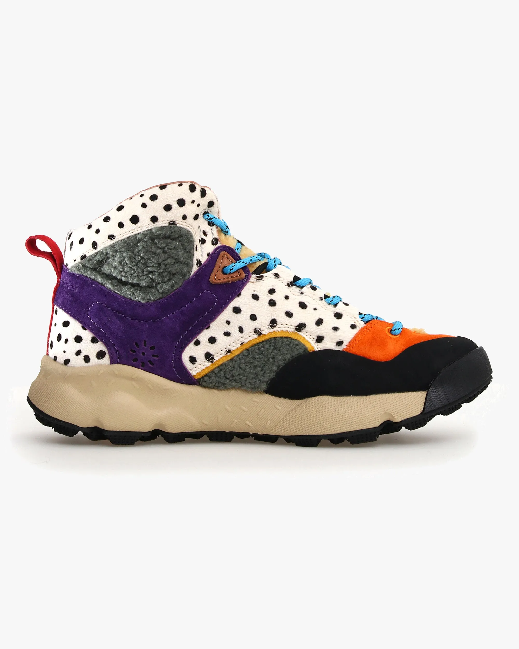 Flower Mountain Womens Back Country Mid Suede & Pony Hair - Black / Zucca / Violet