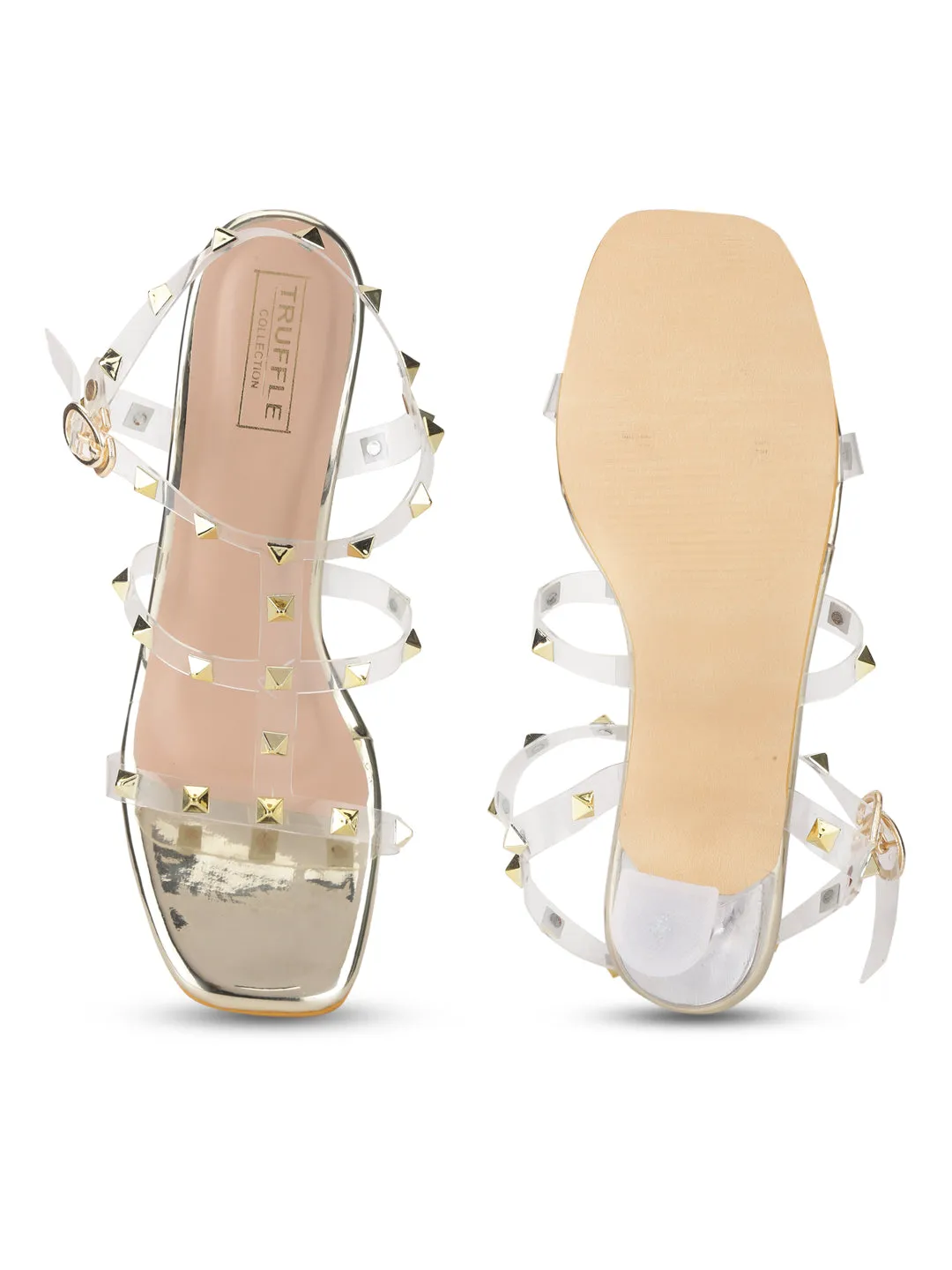 Gold Patent Studded Stiletto Sandals (TC-SLC-N1143-GLD)