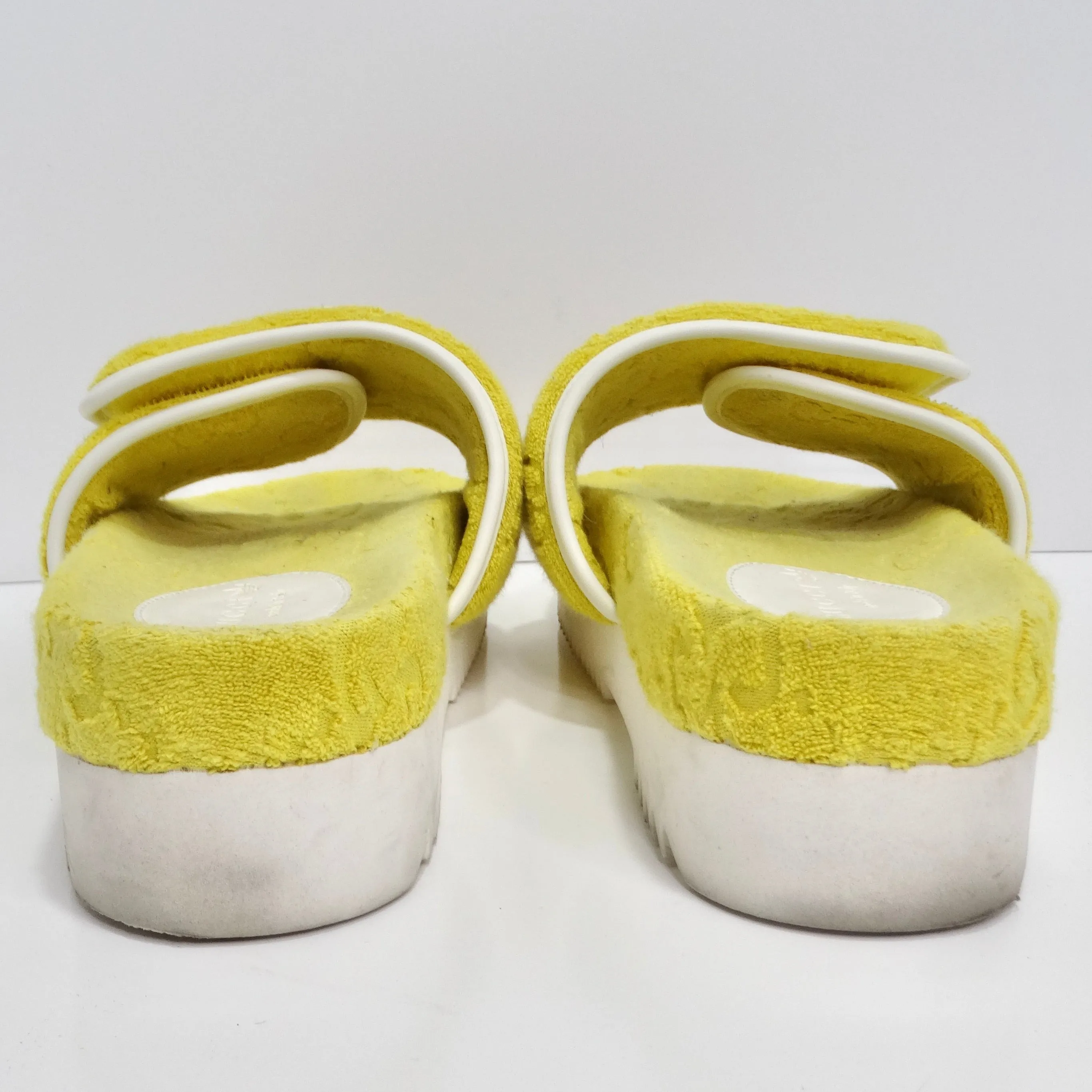 Gucci X Adidas Yellow Terry Cloth GG Monogram Platform Sandals