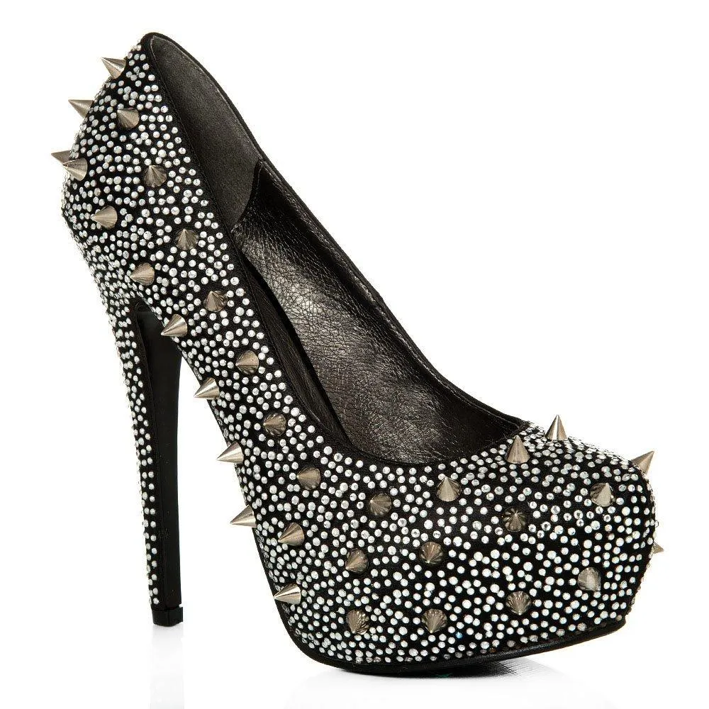 Kacey Concealed Platform Stiletto High Heeled Spiky Studded Court Shoes