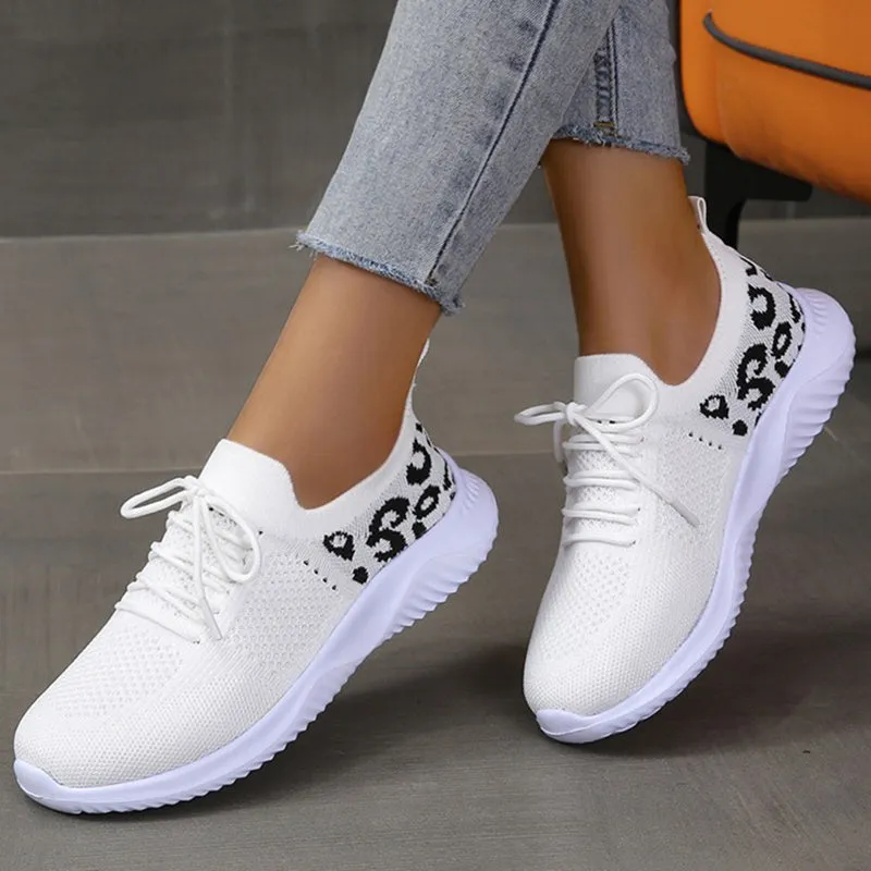 Leopard Print Lace-up Fashion Sneakers