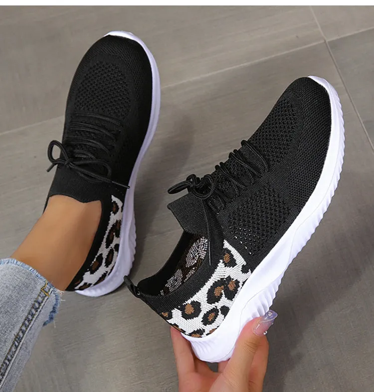 Leopard Print Lace-up Fashion Sneakers