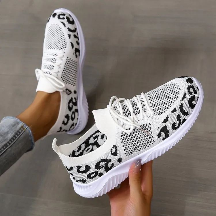 Leopard Print Lace-up Fashion Sneakers