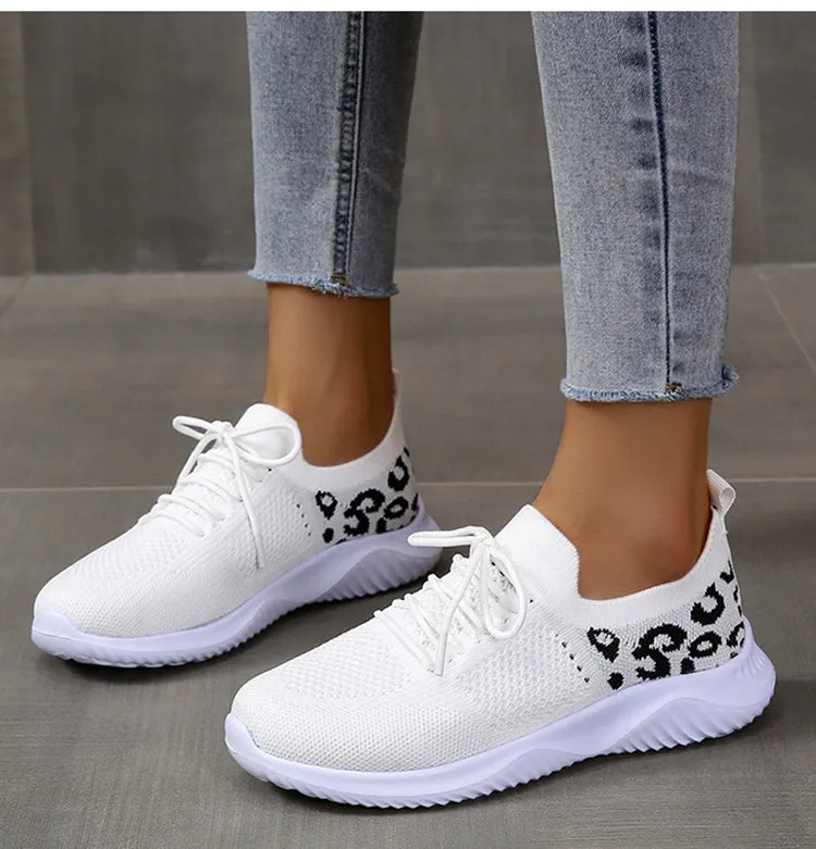 Leopard Print Lace-up Fashion Sneakers