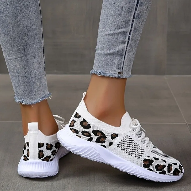 Leopard Print Lace-up Fashion Sneakers