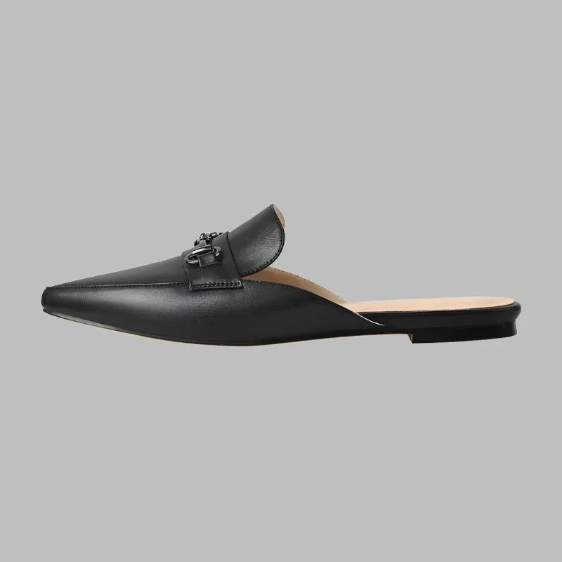 Matte Black Slip-On Flat Slipper