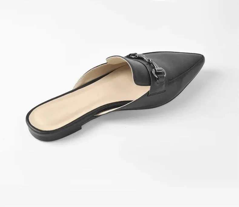 Matte Black Slip-On Flat Slipper