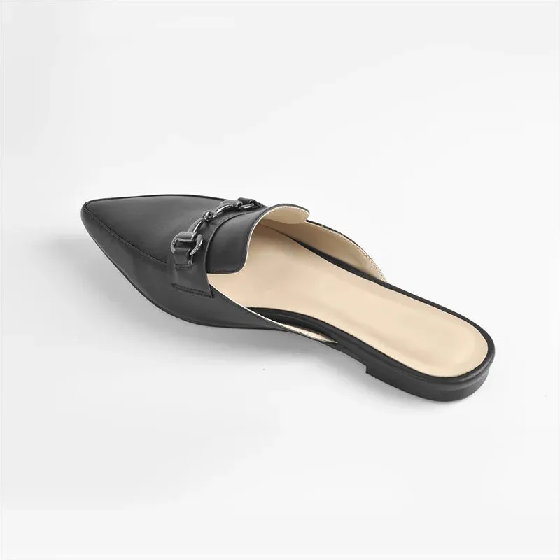 Matte Black Slip-On Flat Slipper