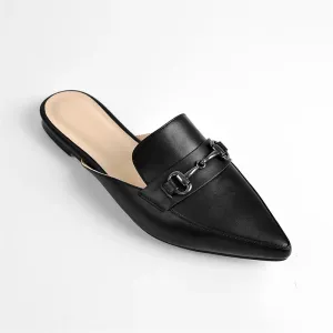 Matte Black Slip-On Flat Slipper