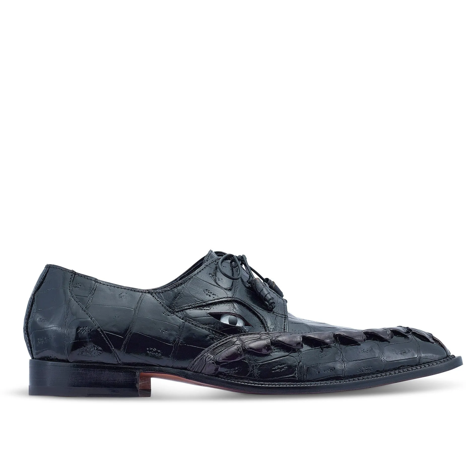 Mauri 3094 Slayer Men's Shoes Black Exotic Hornback / Crocodile Eyes Derby Oxfords (MA5436)