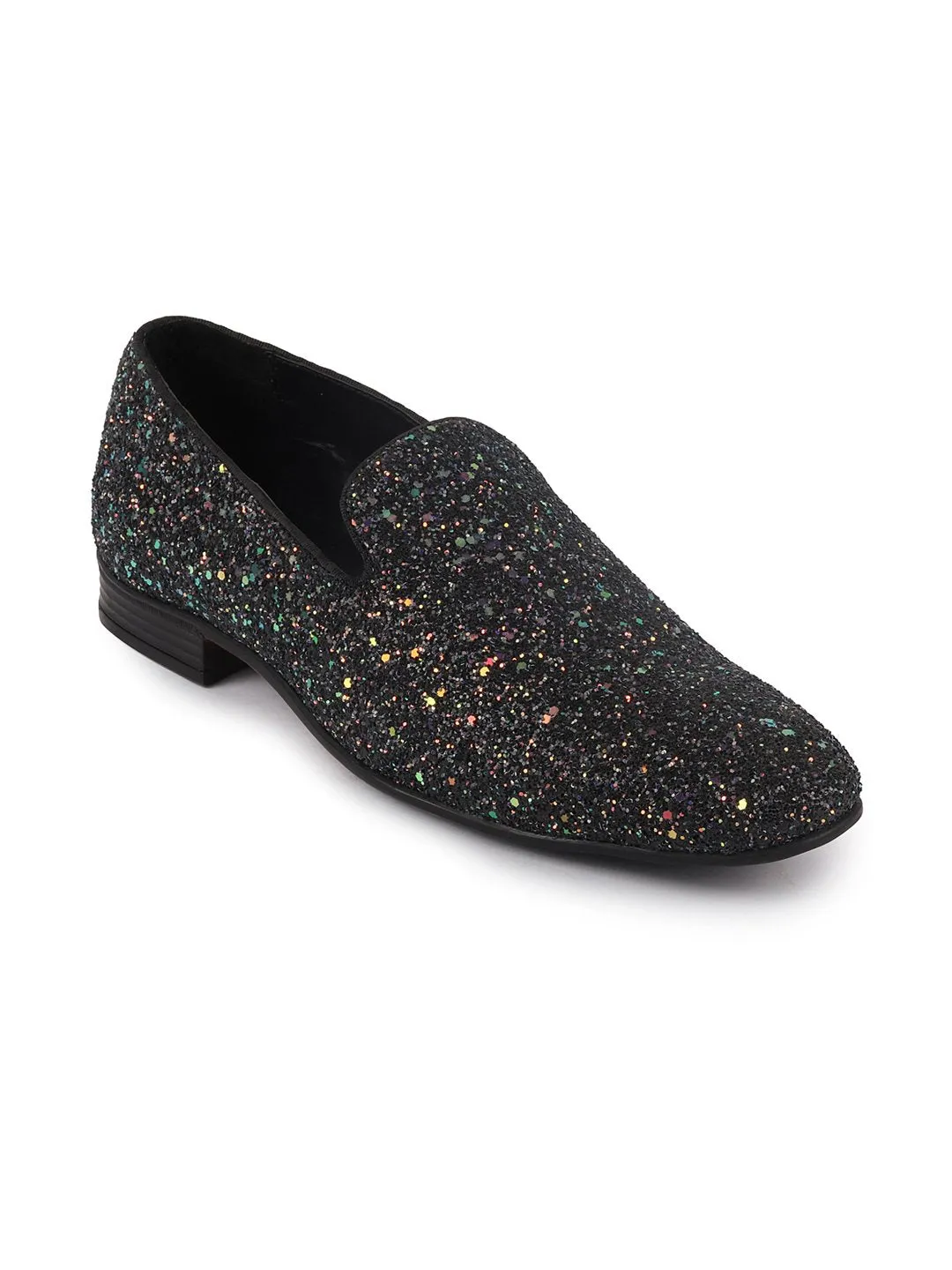 Men Black Ethnic Party Slip On Loafer