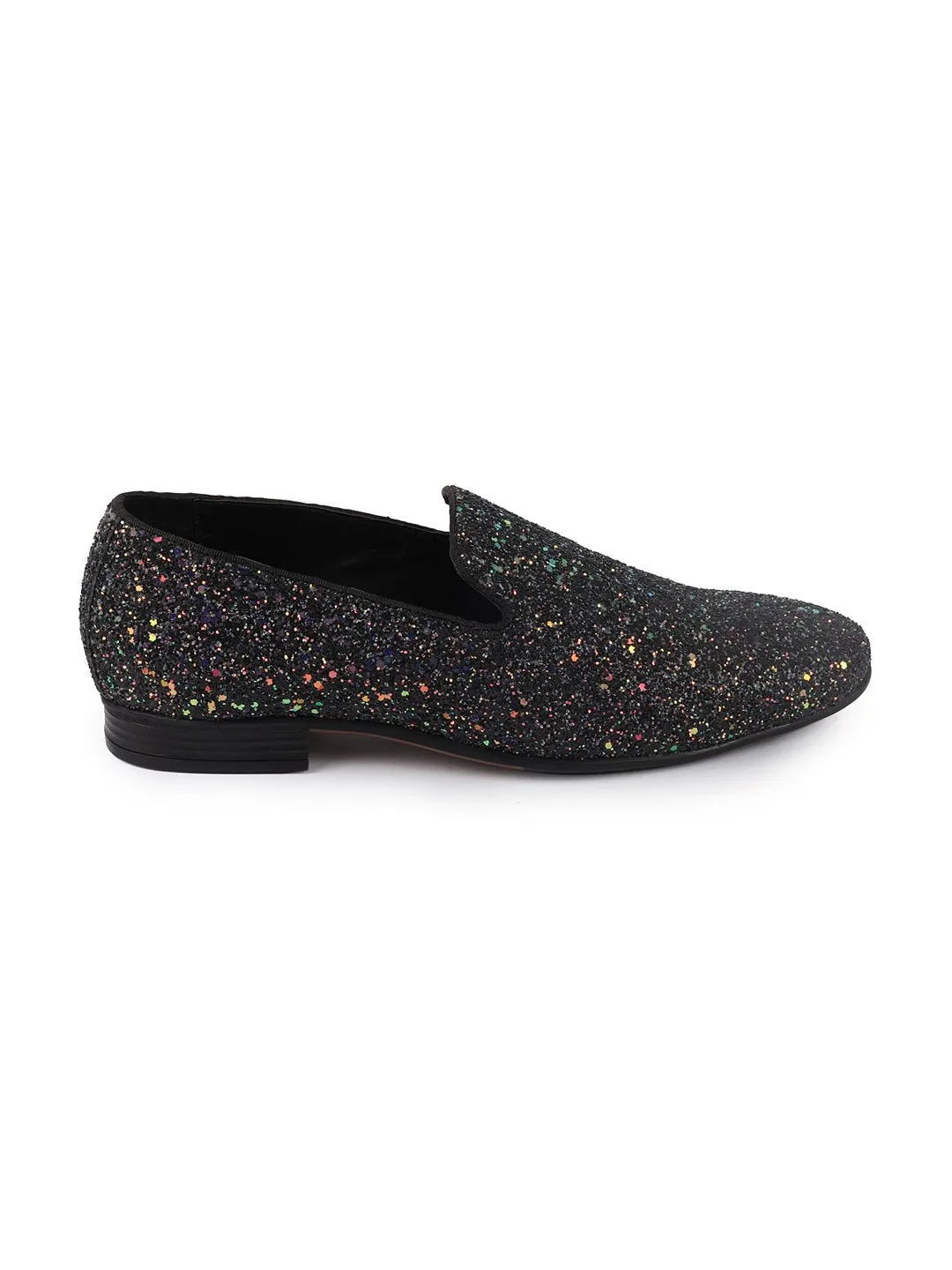 Men Black Ethnic Party Slip On Loafer