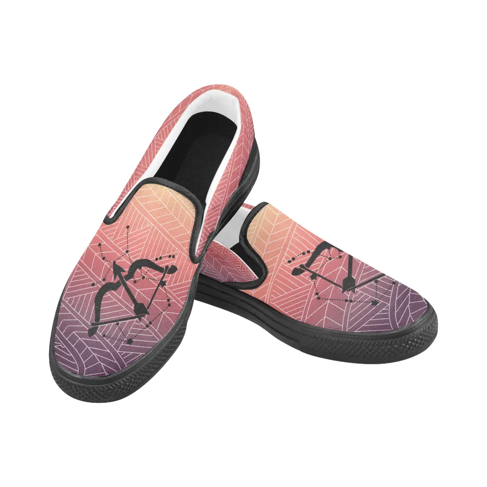 Men's Big Size Sagittarius Archer Zodiac Print Canvas Slip-on Shoes