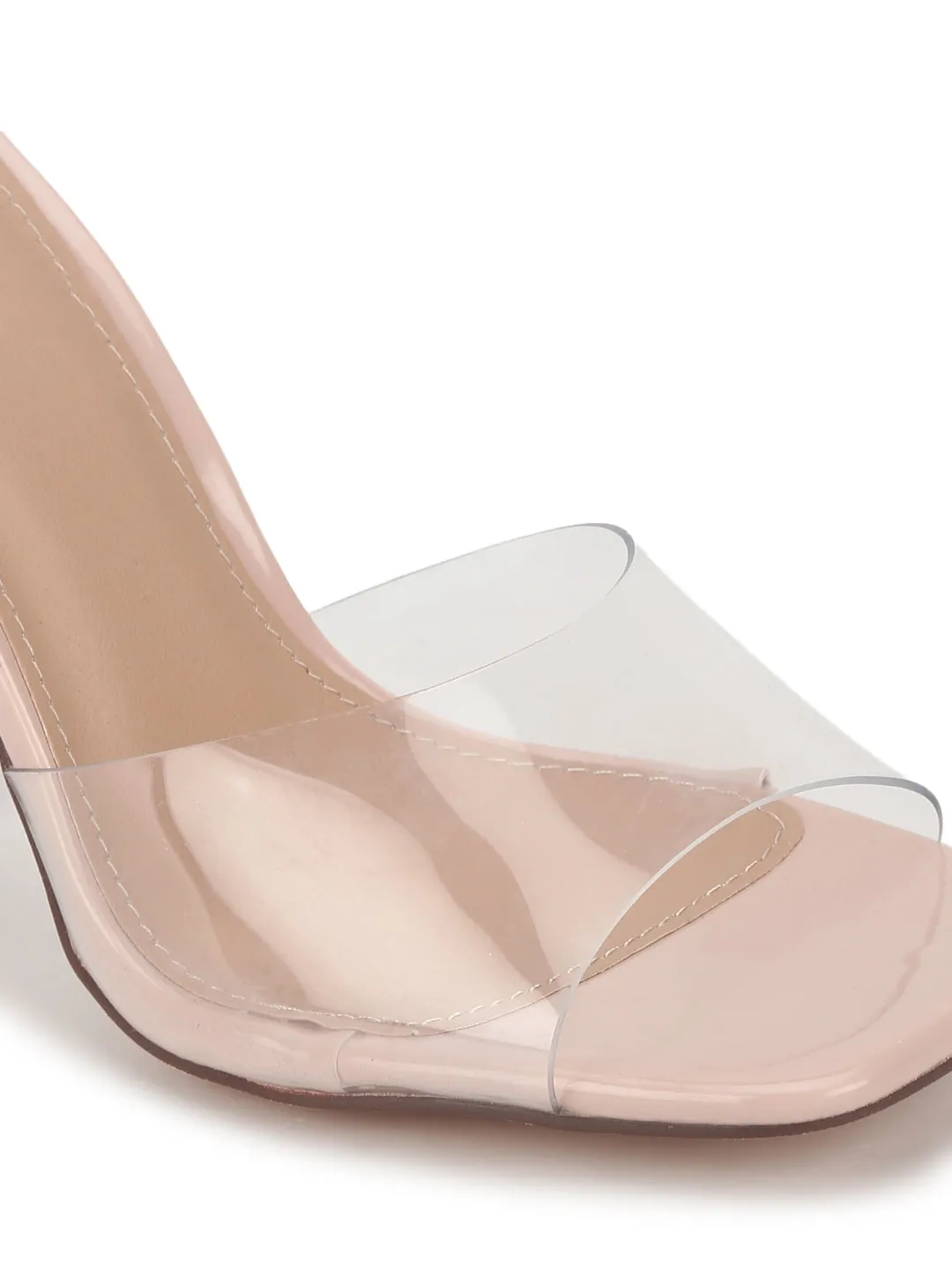 Nude Patent PU Clear High Heel Mules