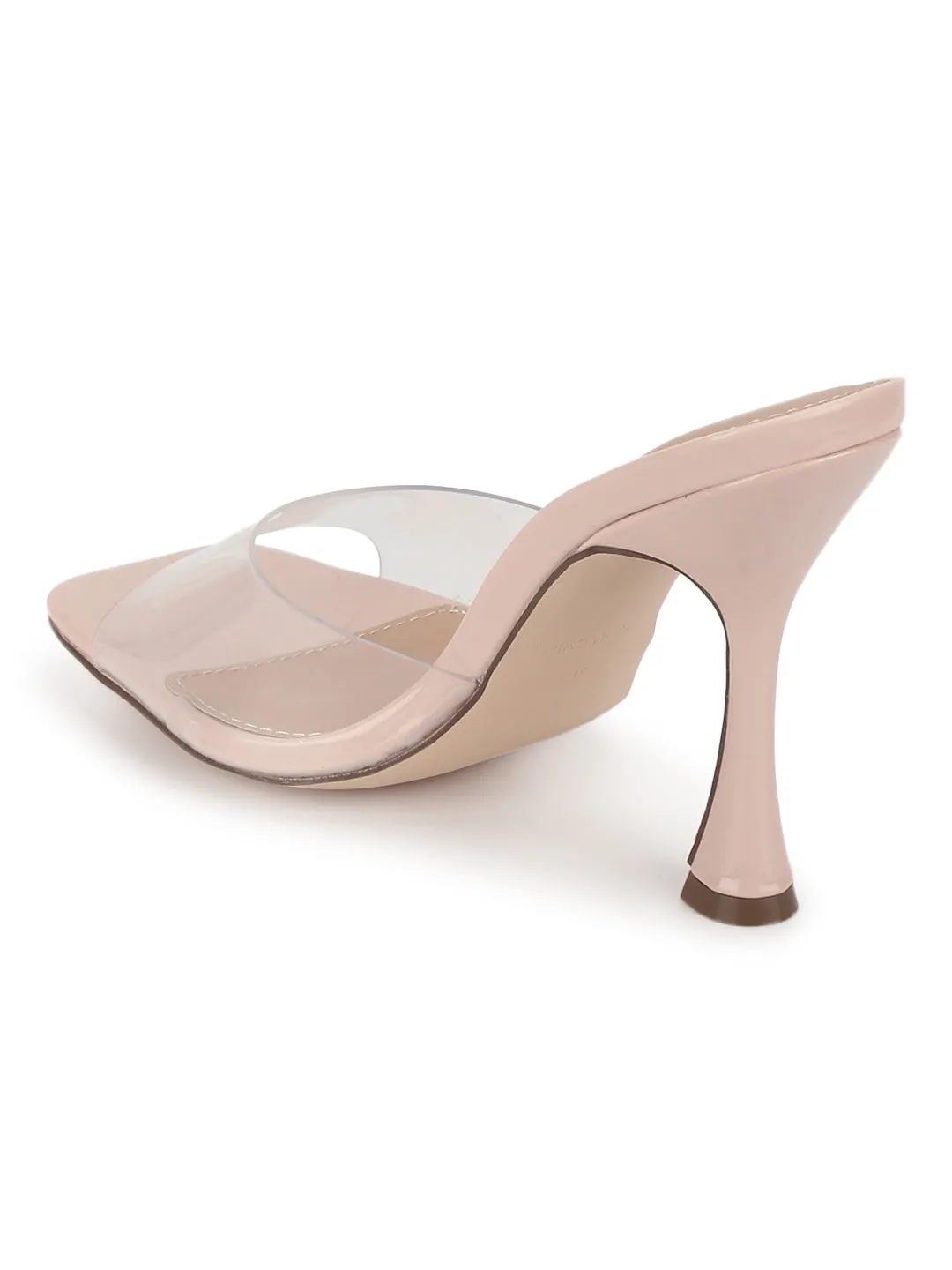 Nude Patent PU Clear High Heel Mules