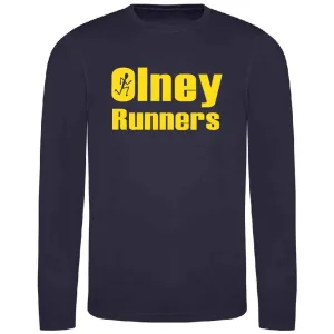 Olney Runners Mens Long Sleeve technical Training T-Shirt - French navy