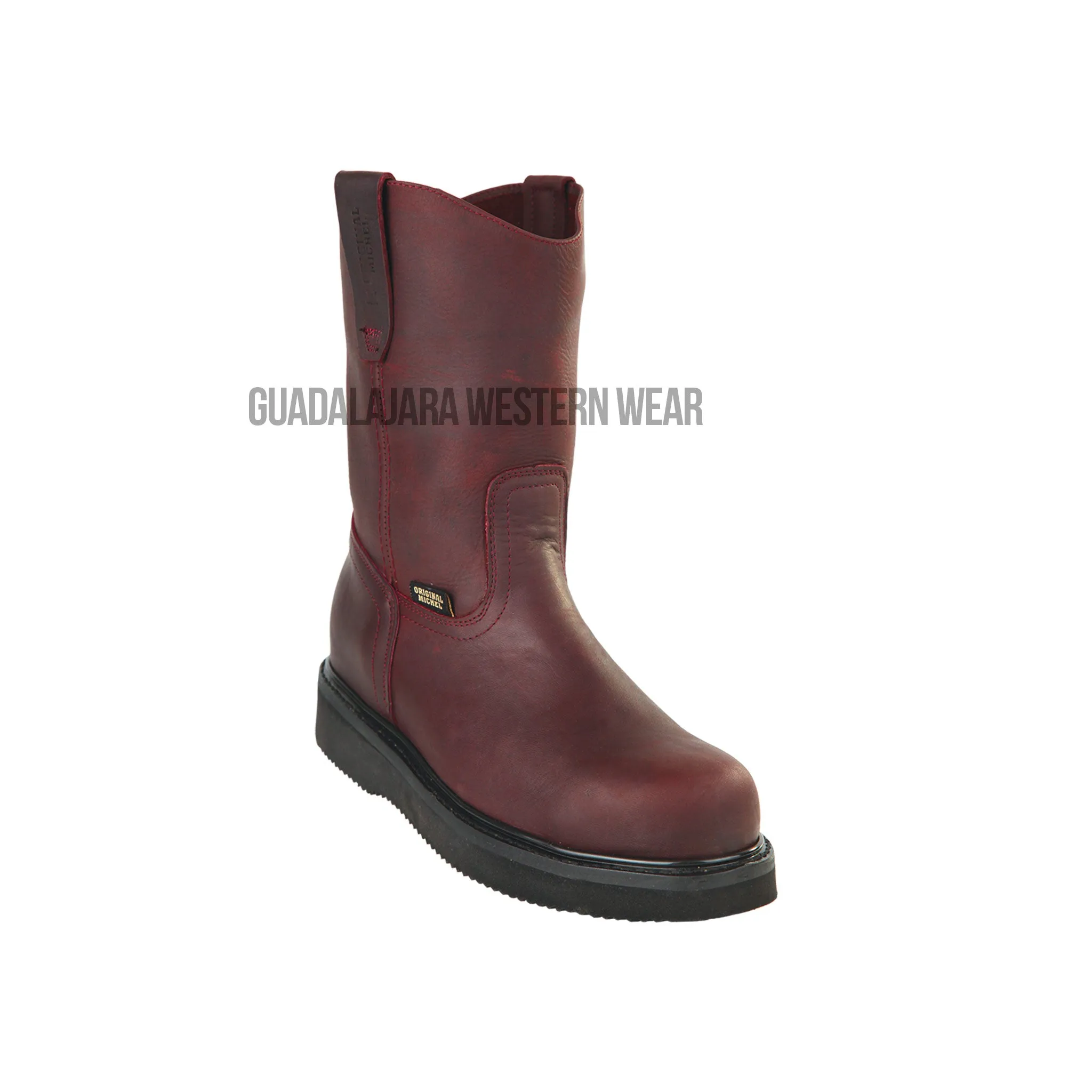 Original Michel Boots Men's Pull On Work Boot Burgundy Steel Toe