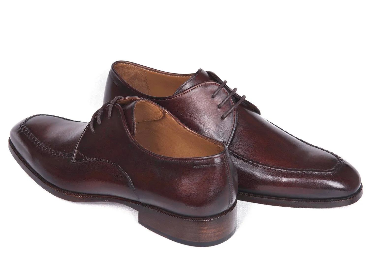 Paul Parkman Brown & Bordeaux Leather Apron Derby Shoes (ID#33BRD92)