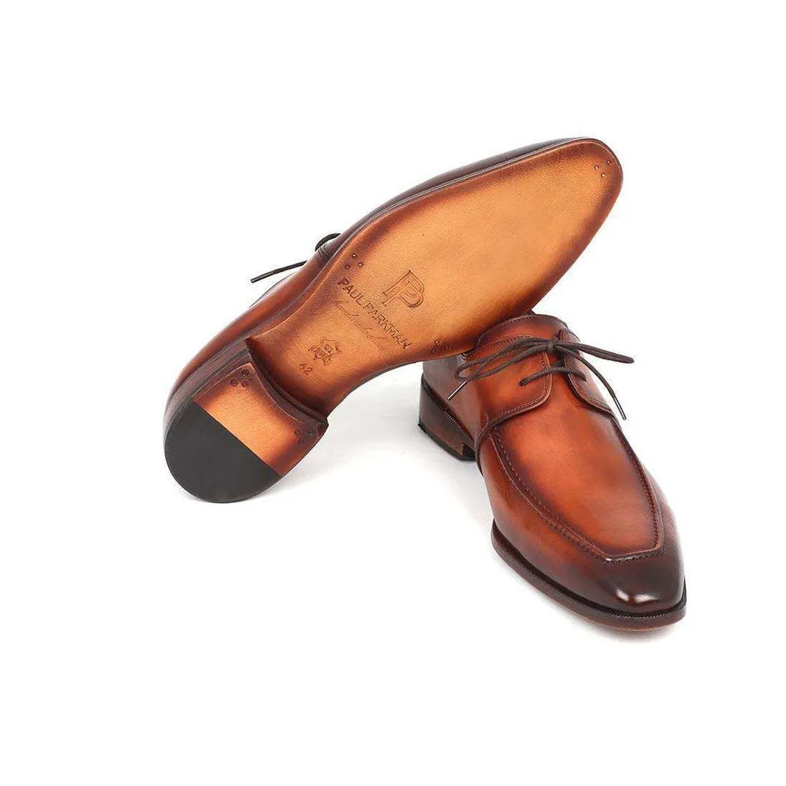 Paul Parkman Handmade Designer Shoes Men's Handmade Designer Shoes Leather Apron Derby Brown Oxfords (PM4002)