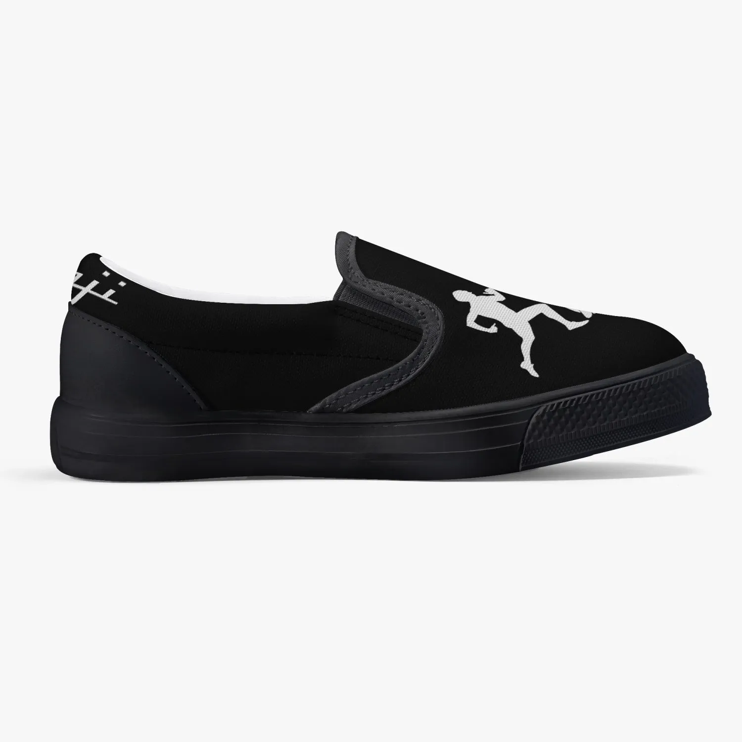 "Benji" Black (White logo)  Kids' Slip-On Shoes