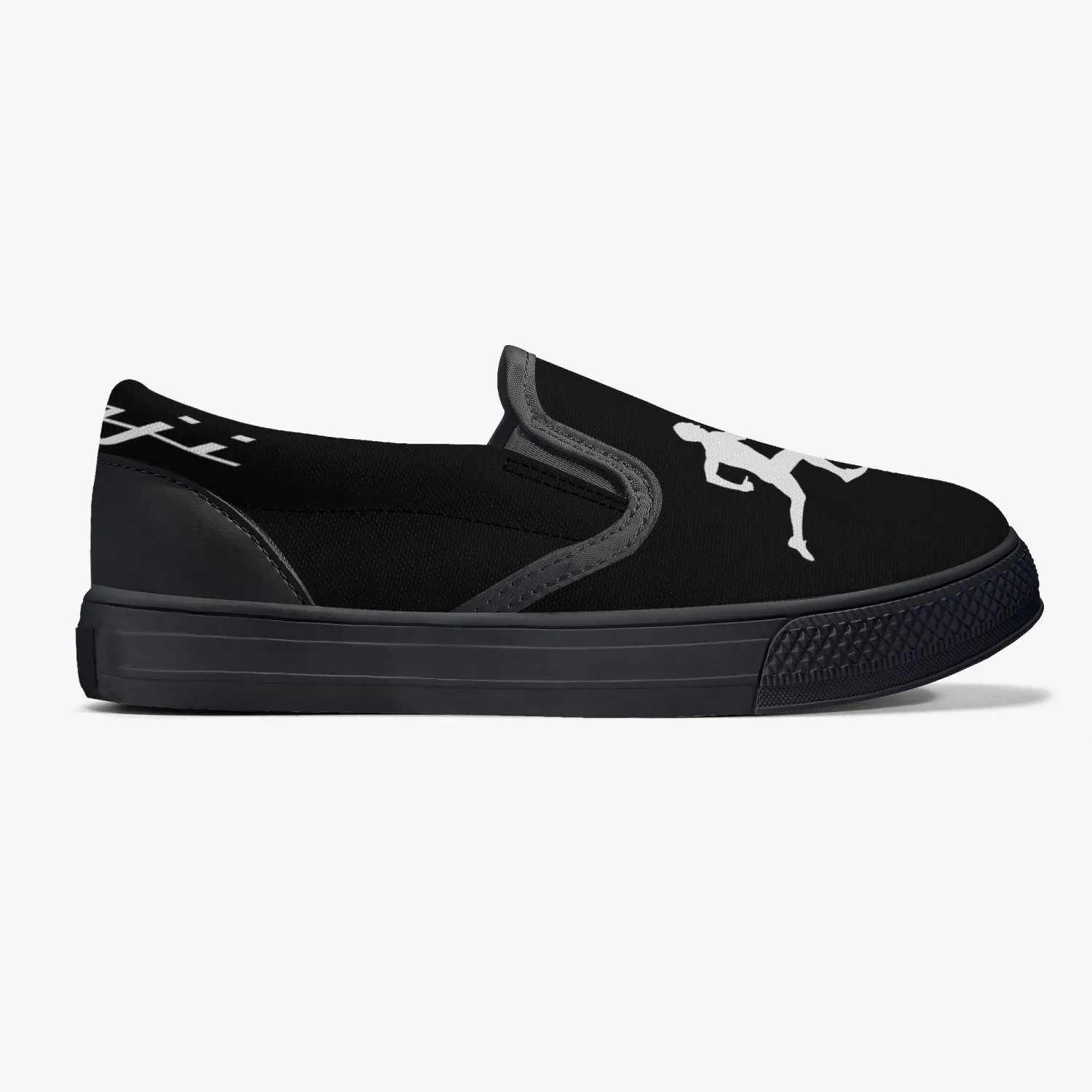 "Benji" Black (White logo)  Kids' Slip-On Shoes