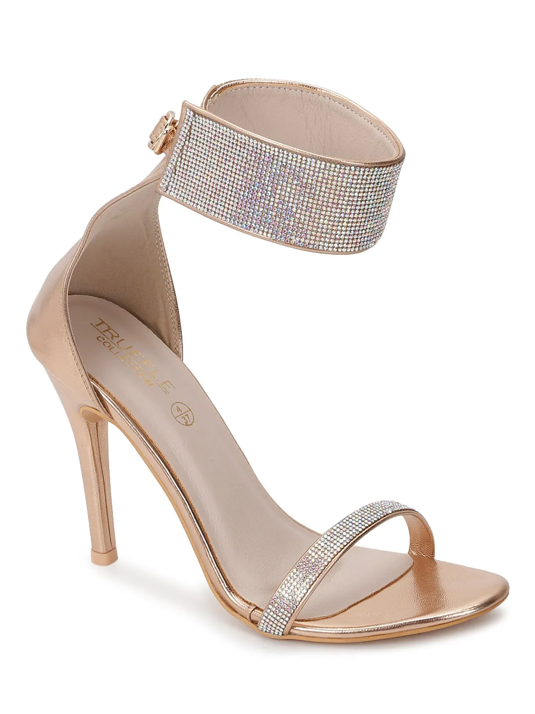 Rose Gold PU Strappy Stiletto Sandals (TC-SLC-1457-RGLD)